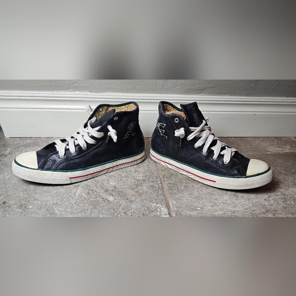 [AMERICAN EAGLE OUTFITTERS] Dark Blue Leather High-Top Sneakers Men's《10》 - Picture 2 of 15